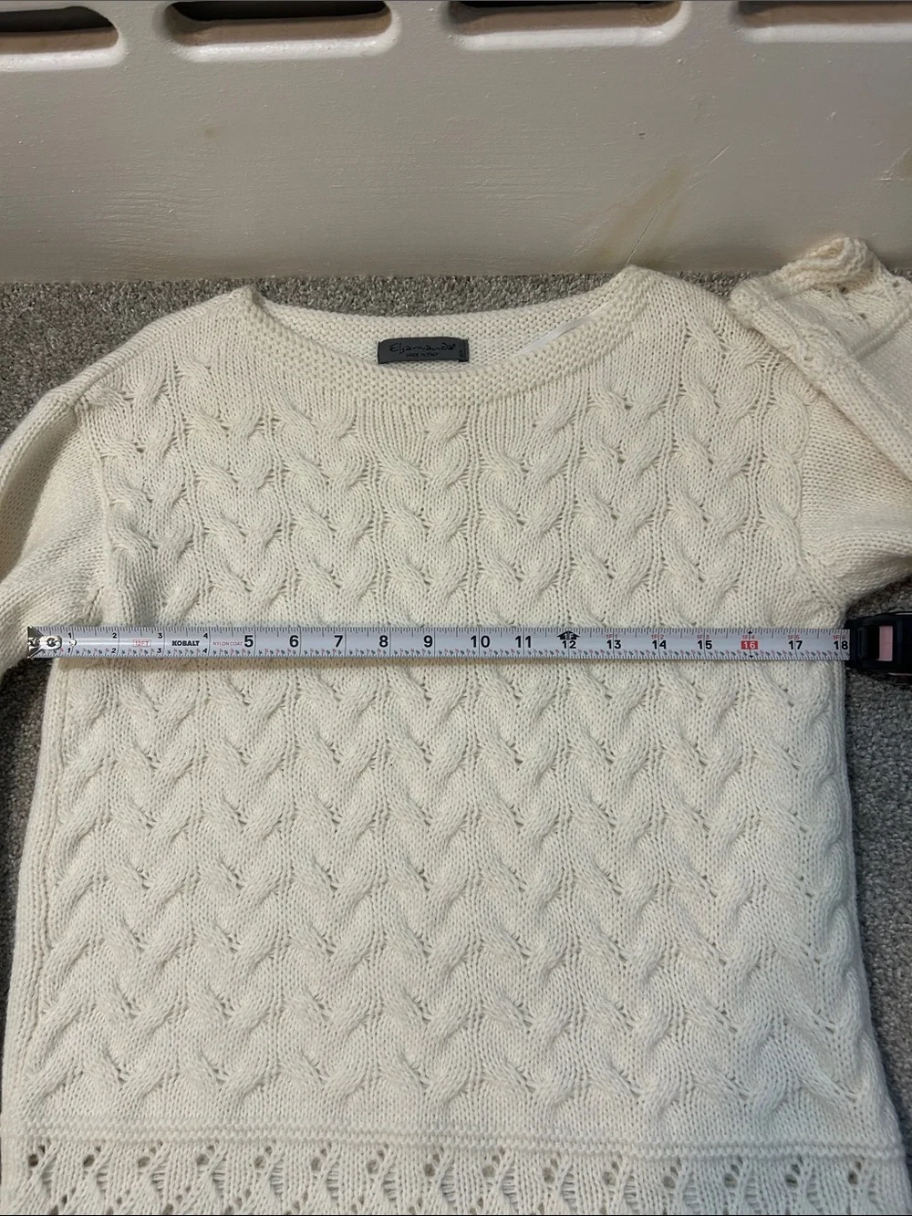 Elsamanda- off white, cable knit, fringe sweater